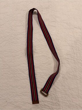 Ralph Lauren Navy Web Belt with Red, Green & Yellow Stripes